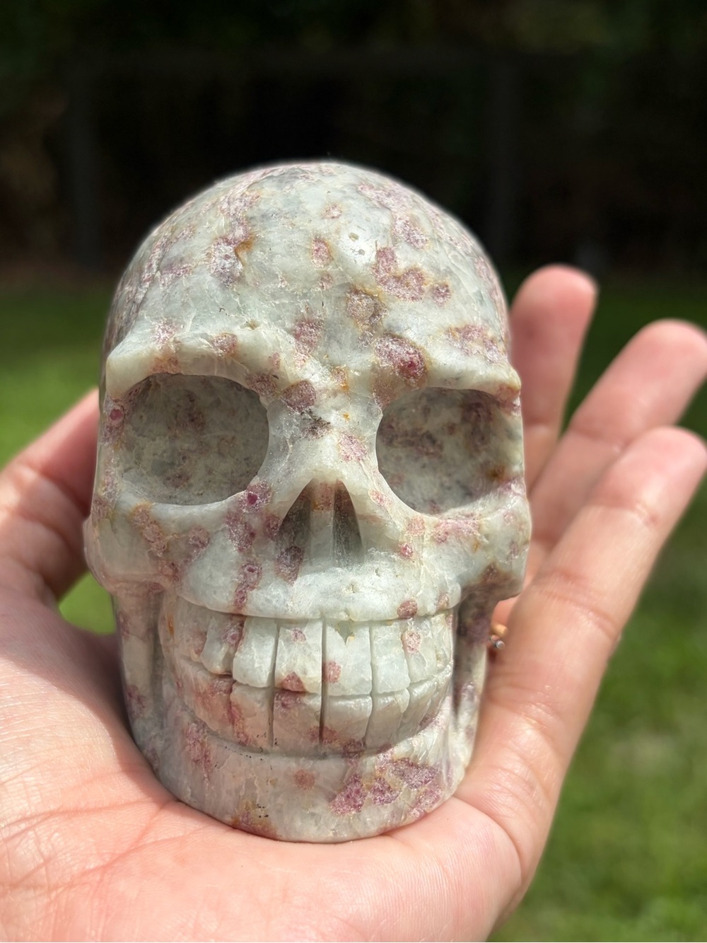 Hand-Carved Pink Tourmaline Crystal Skull